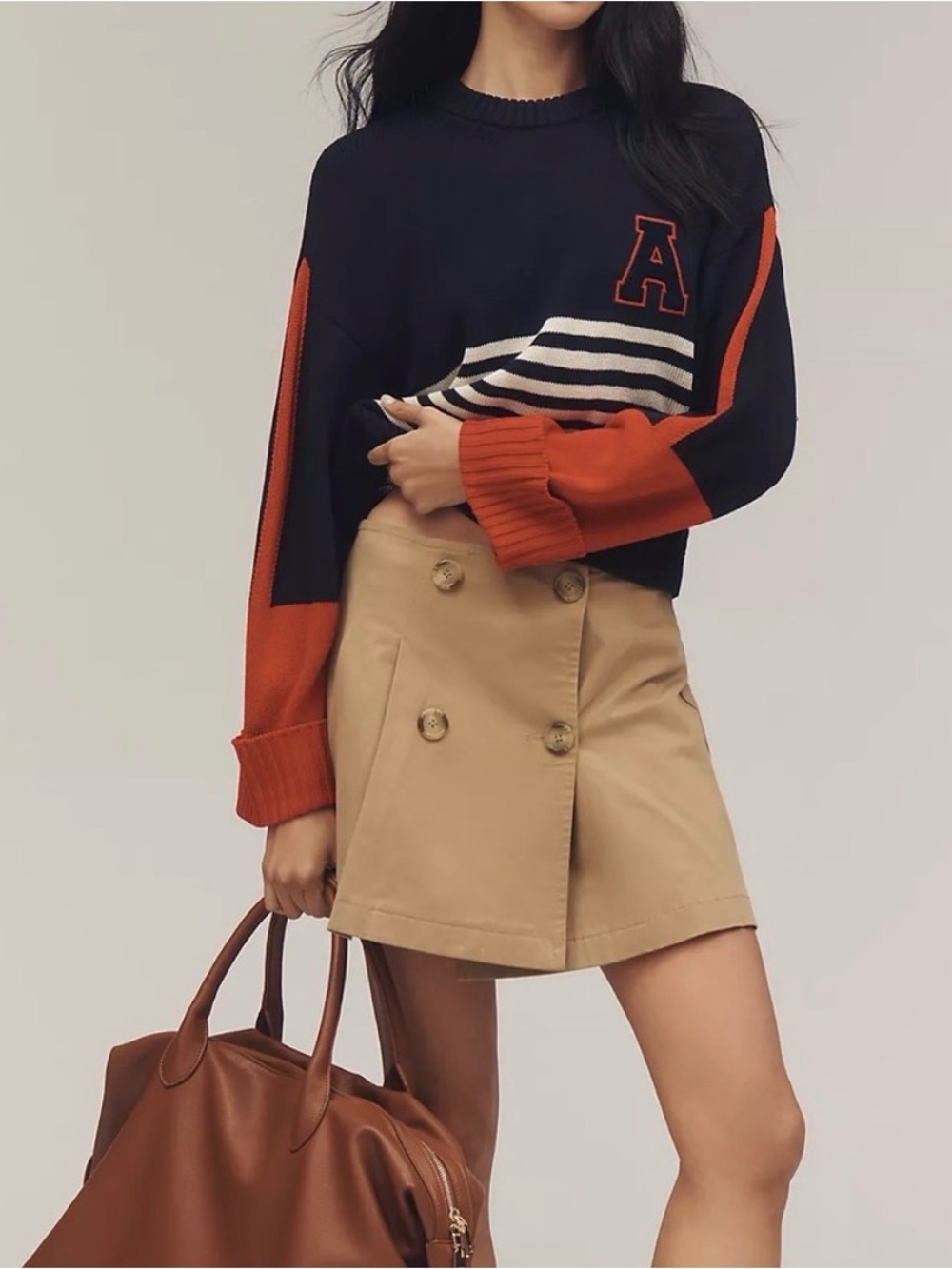 Darling Khaki Double Button Front Pleated Mini Skirt